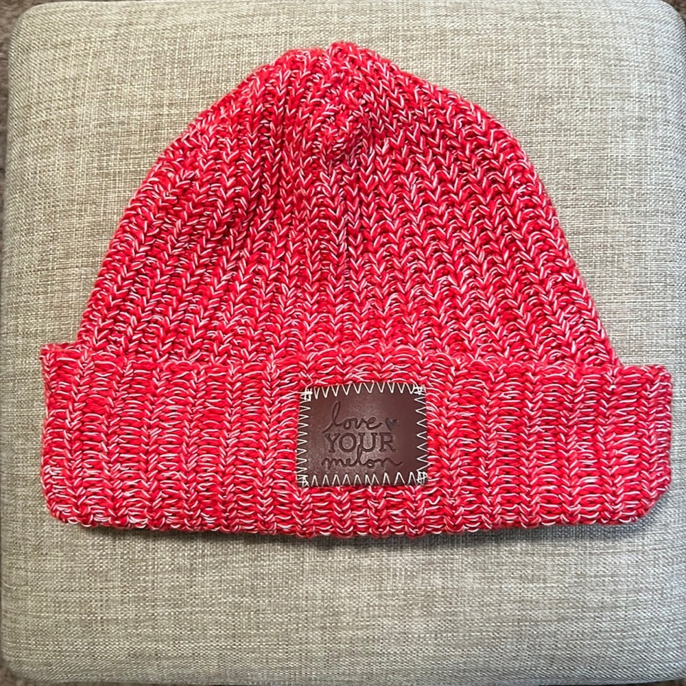 Love Your Melon Red & White Knit Hat